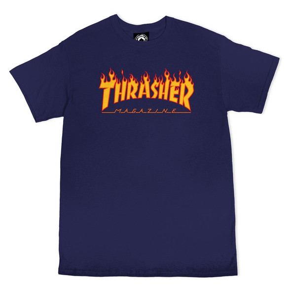 THRASHER FLAME TEE - (NAVY)