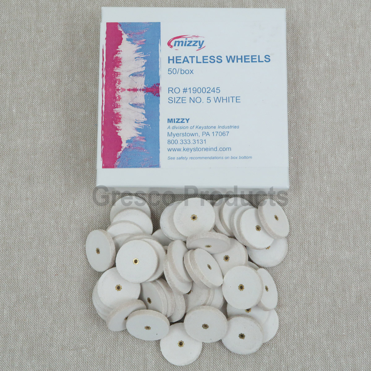 Keystone Mizzy Heatless Wheels White #5 - 22mm x 3.2mm - 50 Count