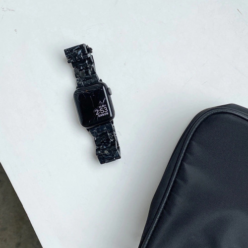Black Resin Marble Apple Watch Strap Black Resin Marble Apple Watch Strap