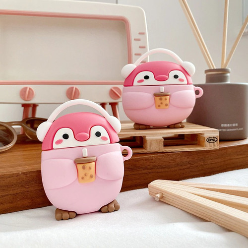 Cute Milk Tea Penguin Airpod Case