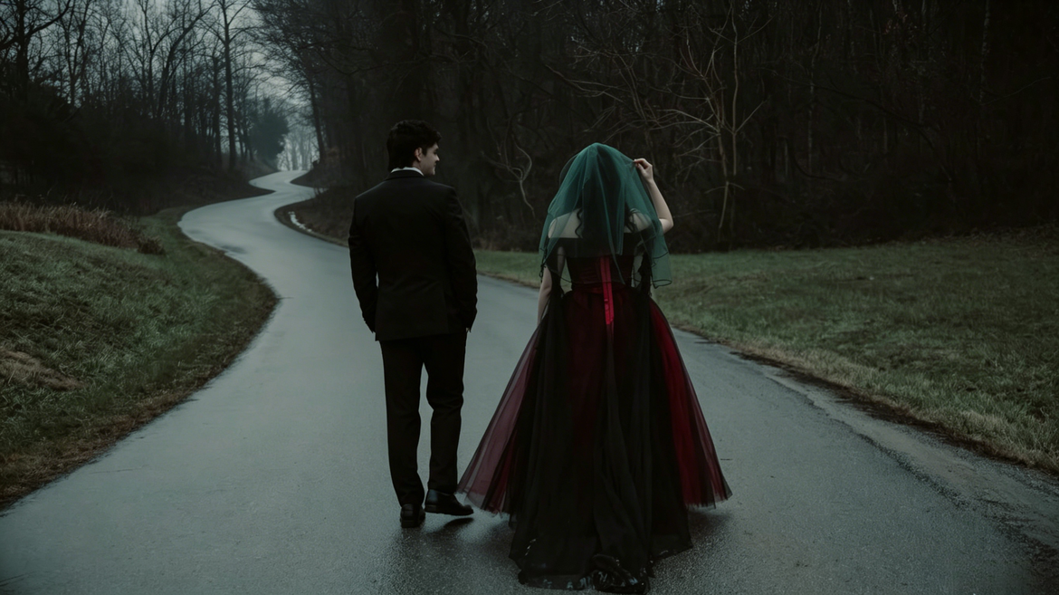 Our Crimson and Black Winter Wedding
