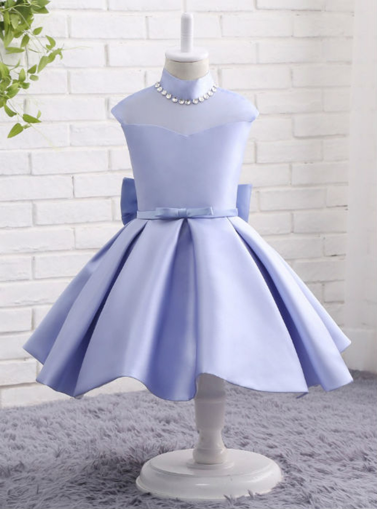 Sky Blue High Low Dusty Blue Childrens Dress With Cap Sleeves, Lace  Appliques, And Satin Fabric Perfect For First Communion, Pageants, Or  Special Occasions At An Affordable Price From Click_me, $85.93 |