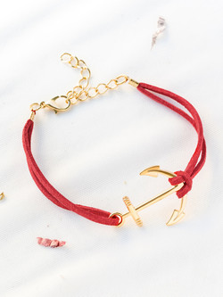 Red Anchor And Chain Detail Bracelet