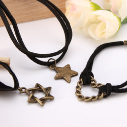 Vintage Multilayer Bracelet Star Heart Crown Velvet Band Simple Sweet Bracelets