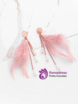 Fan Shaped Tassel Earrings pink