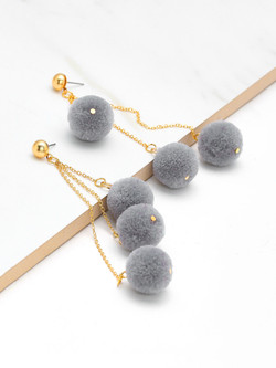 Pom Pom Chain Drop Earrings