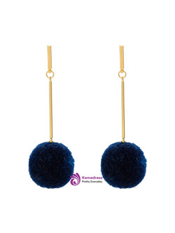 Pom Pom Design Long Drop Earrings