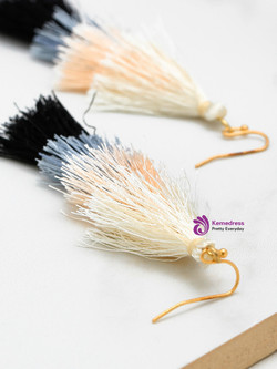 Color Block Layered Tassel Drop Earrings