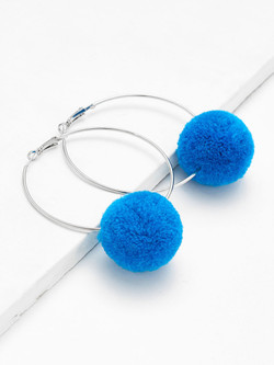 Contrast Pom Pom Hoop Earrings