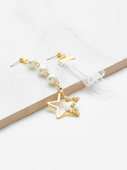 Open Star & Lace Drop Mismatched Earrings
