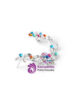 Rhinestone Leaf Left Ear Climber