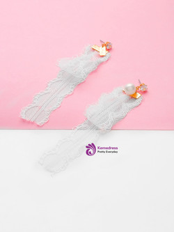 Rhinestone Detail Lace Drop Earrings