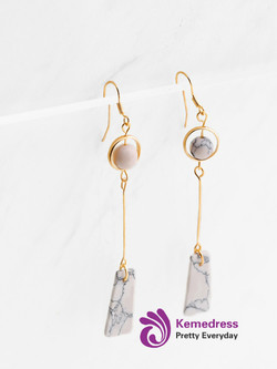 Geometric Marble Design Drop Earrings