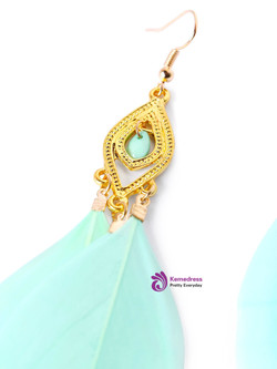 Feather Decorated Drop Earrings