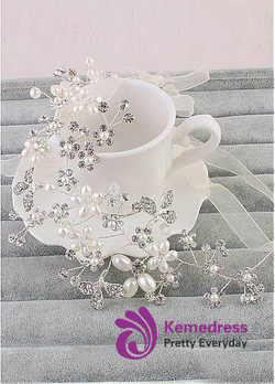 In Stock Attractive Alloy Wedding Hair Jewelry With Rhinestones & Pearls