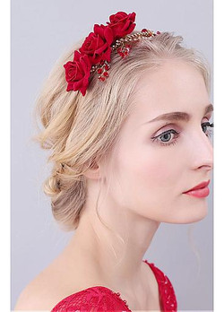 Alluring Wedding Hair Ornaments With Cloth Roses & Rhinestones cheap
