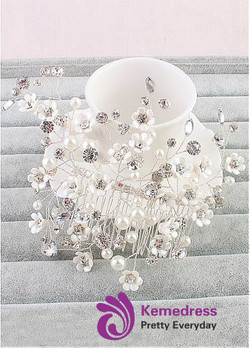 Stunning Alloy Wedding Hair Ornaments With Rhinestones & Pearls