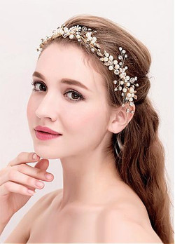 Elegant Alloy Wedding Hair Jewelry With Pearls