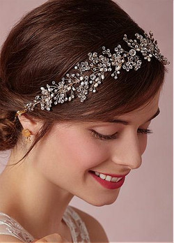 Graceful Alloy Wedding Hair Jewelry With Rhinestones & Pearls