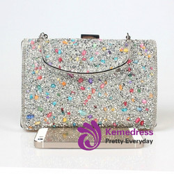 Cheap Shining Colorful Stone Encrusted Design Clutch
