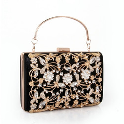 Cheap  Hollow-out Metal Floral Design Evening Clutch