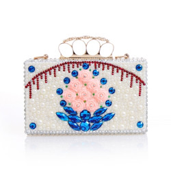 Luxury Graceful Crystal Vivid Rose Evening Clutch