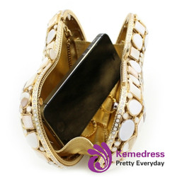 Luxury Diamante Hollow Gemstone Evening Clutch