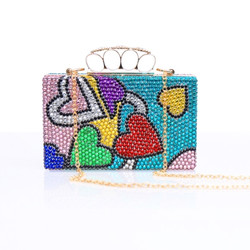 Luxury Romantic Heart Shape Diamante Evening Clutch