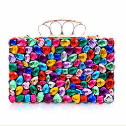 Luxury Colorful Diamond Decorated Evening Clutch