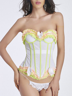 Cheap  Ruffled Steel Boned Hook Up Corset