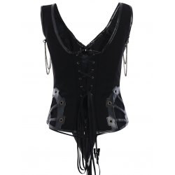 Sexy  Lace Up Punk Corset Top with Chain