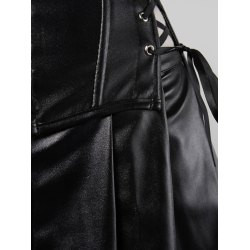 Cheap Straps Zipper Design Cutout Corset and Mini Skirt Twinset -