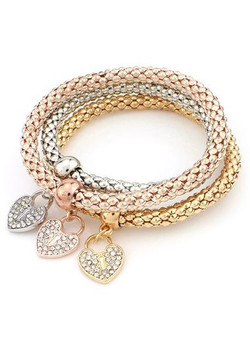 Cheap Rhinestone Embellished Heart Shape Design Metal Bracelet