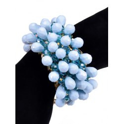 Blue Faux Crystal Water Drop Beaded Bracelet