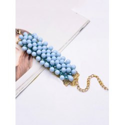 Blue Faux Crystal Water Drop Beaded Bracelet