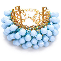 Blue Faux Crystal Water Drop Beaded Bracelet