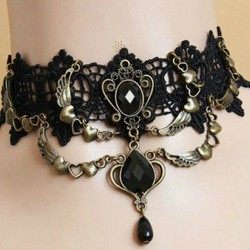 Black Openwork Flower Pattern Women's Necklace