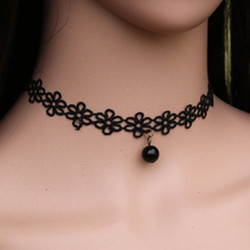 Black Floral Bead Choker Necklace