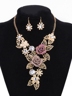 Cheap Faux Crystal Blossom Necklace and Earrings