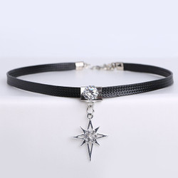Cheap  PU Leather Rhinestone Star Choker Necklace