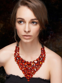 Cheap Layered Faux Ruby Necklace