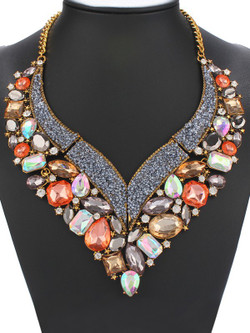 Fashion Faux Crystal Geometric Heart Necklace