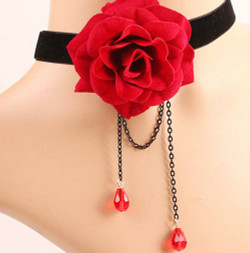 Cheap Flower Velvet Layered Choker Necklace