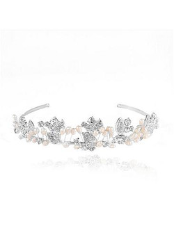 Trendy Dazzling Alloy Wedding Tiaras With Rhinestones & Pearls