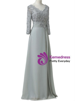 Cheap Elegant V-Neck Appliques A-Line Mother Of The Bride Dress
