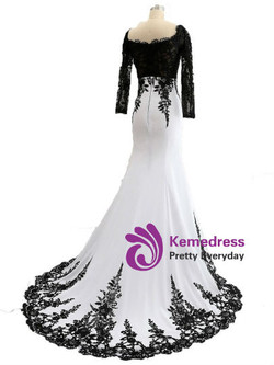 Fashion Long Sleeve Lace Chiffon Trumpet / Mermaid Mother of the Bride Dress