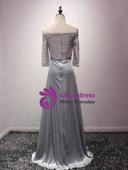 Impressive Half Sleeves Off-The-Shoulder Lace A-Line Mother Of The Bride Dress