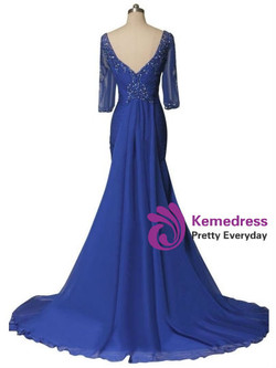 Fairy Tale Half Sleeve Beading Crystal Trumpet/Mermaid Mother of the Bride Dress