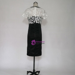 Latest White Lace And Black Knee length Mother of the Bride Dresses