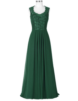 Simple Lace Chiffon Mother of the Bride Dresses Sleeveless Evening Gown